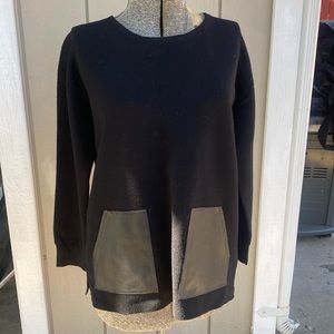 Womens J. Crew black and leather sweater!